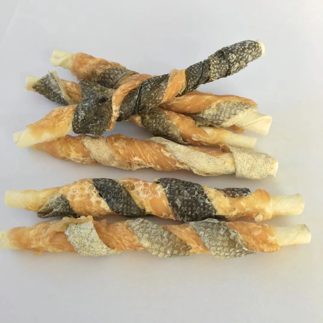 New Special calcium bone wrapped fishskin dog food chicken dental chew pet Treats natural dog snacks duck screw pet food