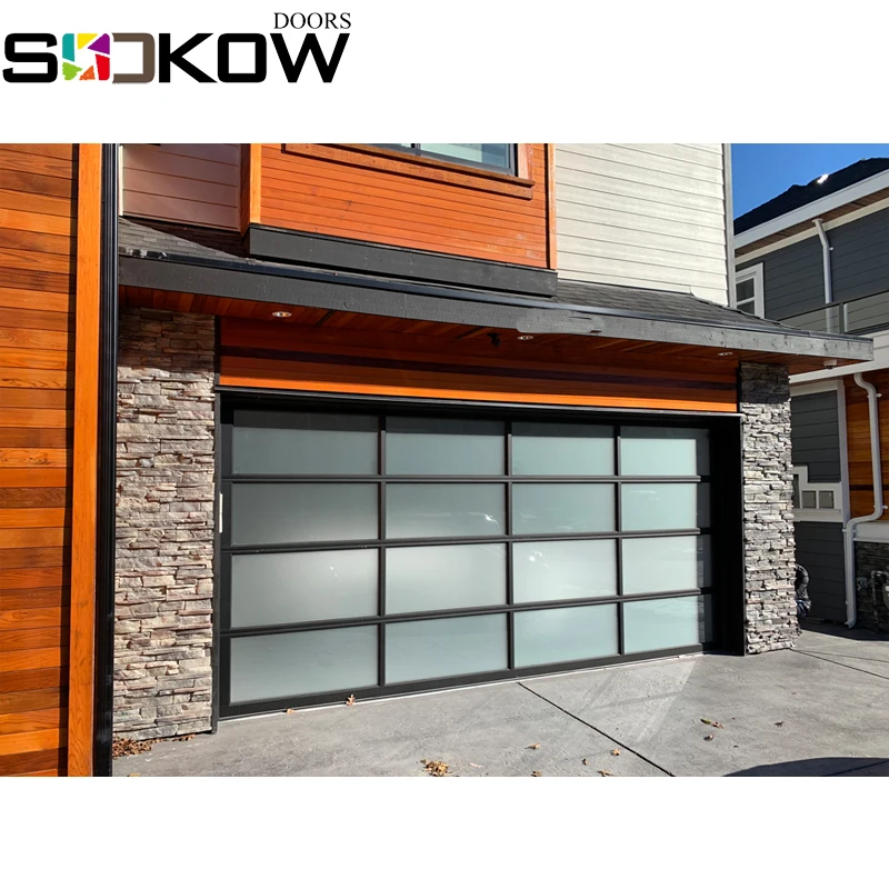 full view glass garage door/black glass doors/glass transparent garage door