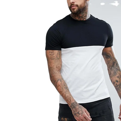  Хлопковая футболка Мужская two tone контрастных