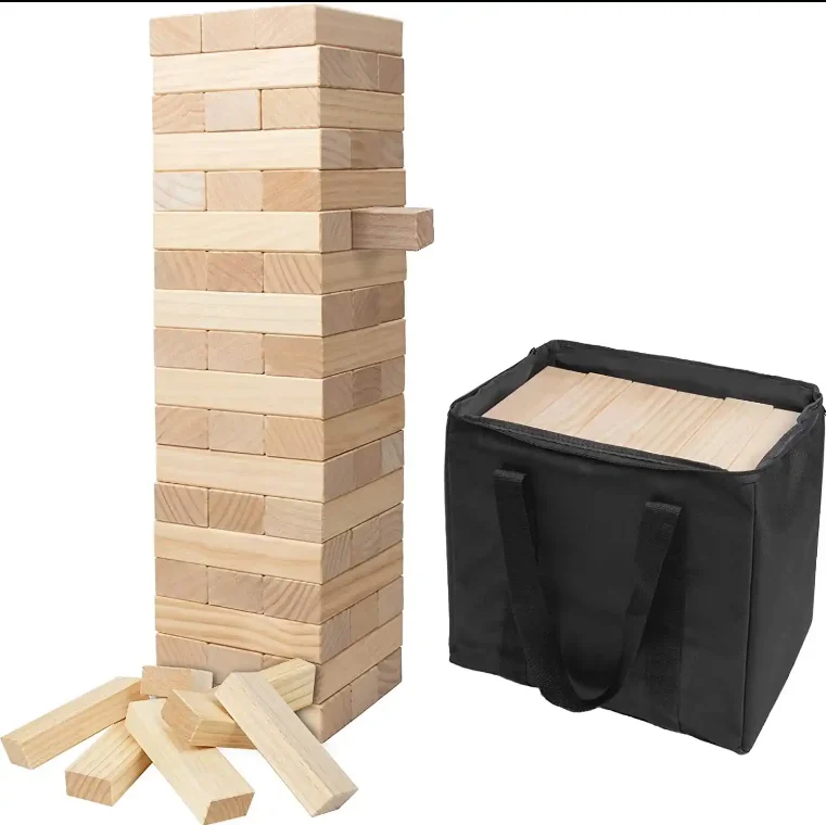 Wooden Building Blocks Toys Tumbling Tower Games Stacking Lawn Yard Jumbo Wood building tower Outdoor game