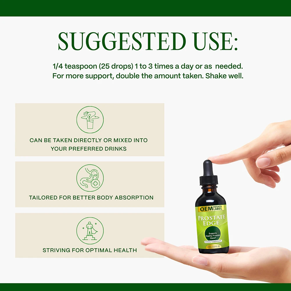 OEM Pure Prostate Drops Organic Saw Palmetto & Herbal Extract Prostate Supplements for Men Support Prostate Health