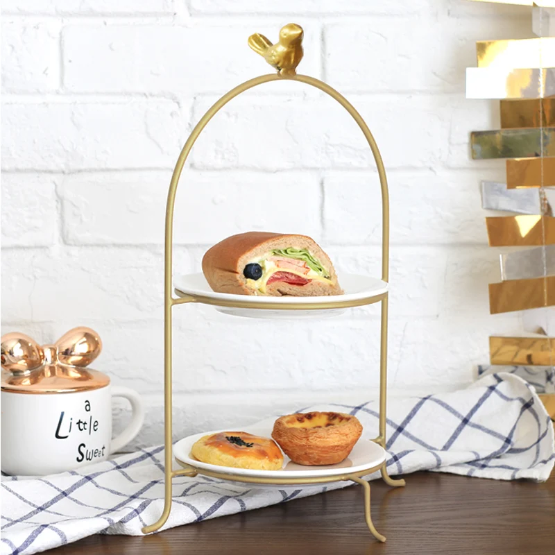Modern Style Creative dessert display rack with glass plate iron wire gold cake stand other wedding decorations