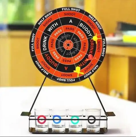 Party Entertainment Bar Drinking Game Board Darts Set ping-pong ball Glass Shot Bullseye Target Set