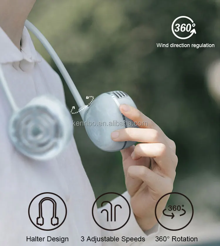 mini personalized electric usb rechargeable cool hang neck fan portable leafless cooling fan wearable bladeless hanging neck fan