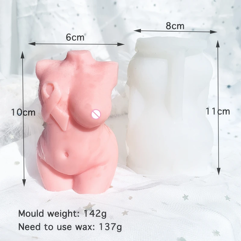 Цементная розовая лента женская форма Ароматизированная соевая человеческая голая изогнутая силиконовая форма для свечи
