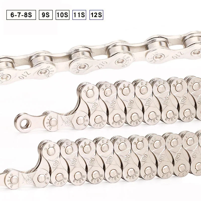 
Mountain Bike Chain 6 7 8 9 10 11 12 Speed MTB Bike Electroplated Silver Chain Road Bicycle Chains Part 116 links 