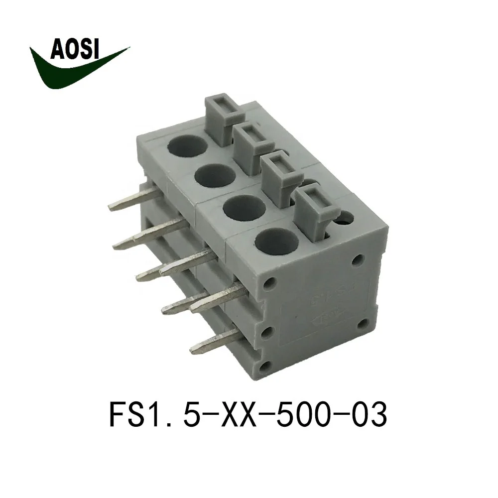  AOSI pcb пружинная Клеммная колодка FS1.5-XX-500-PCB 5 0 мм 300 В 10A Безвинтовой нажимной провод соединитель