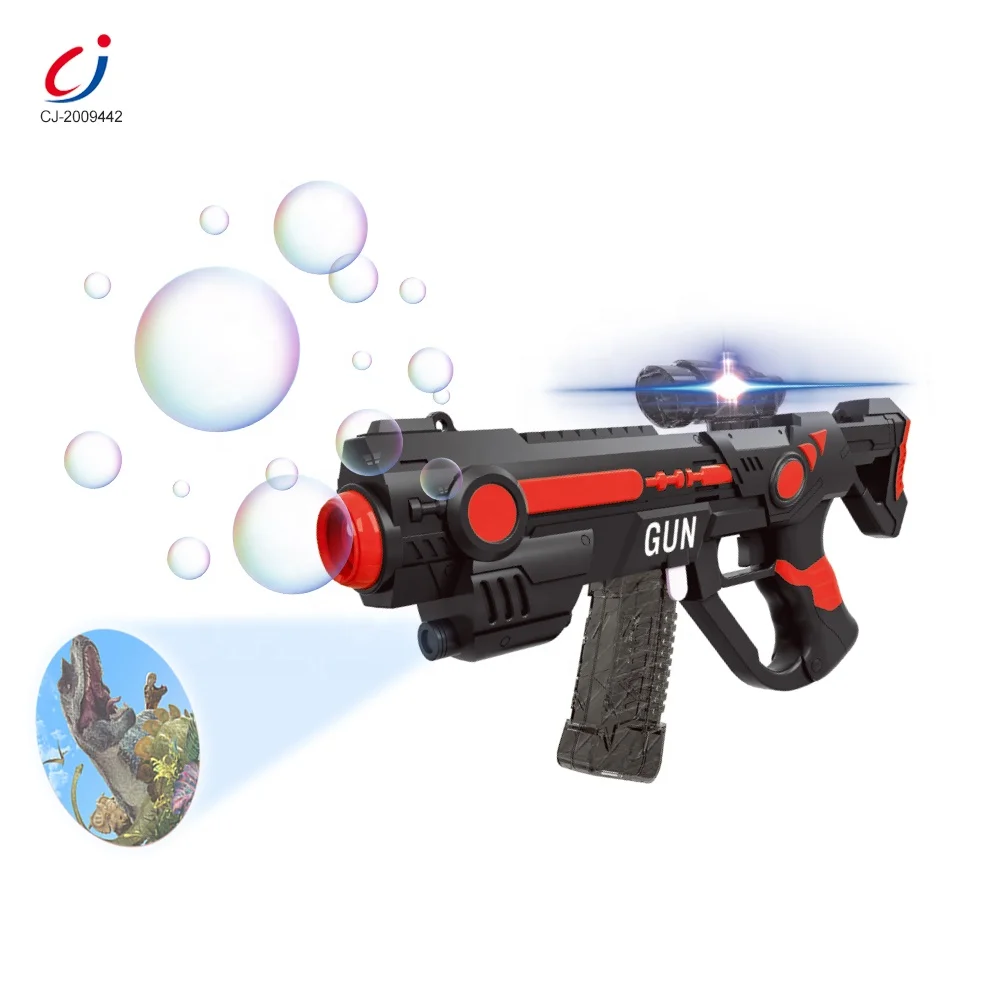 Chengji outdoor summer game kids super light up projection toy gun 2 in 1 handheld automatic jouet pour enfants 2024 bubble gun