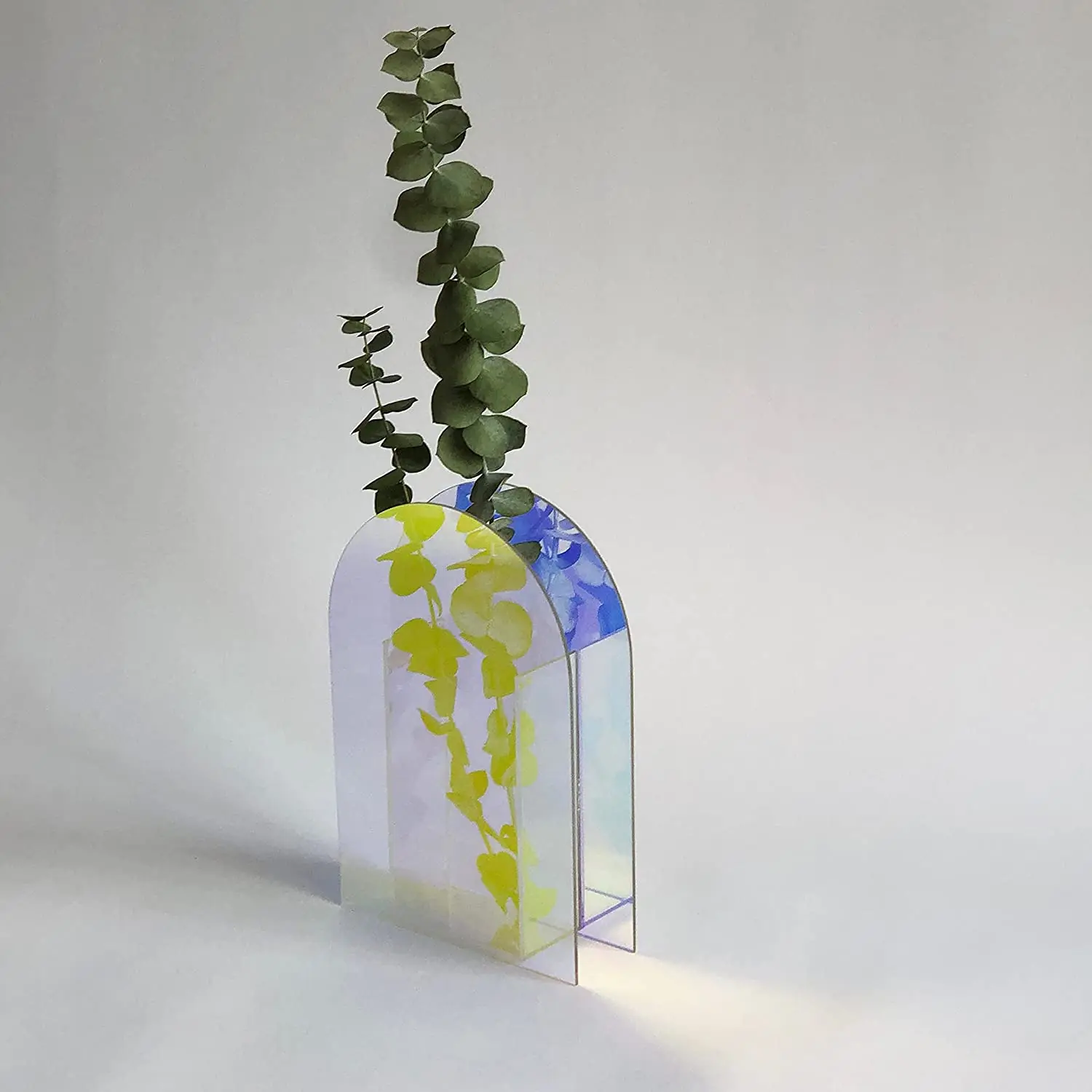 Iridescent Vase Modern Contemporary Home Decor Rainbow Clear Acrylic Colorful Geometric Minimalist Gift Perfect for Flowers