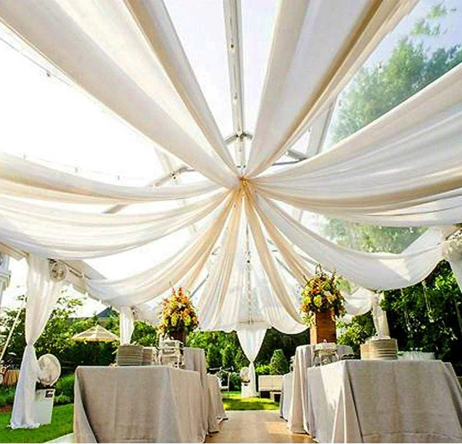 White Wedding Arch Drapes Sheer Backdrop Curtains for Party Ceremony Arch Stage Decorations
