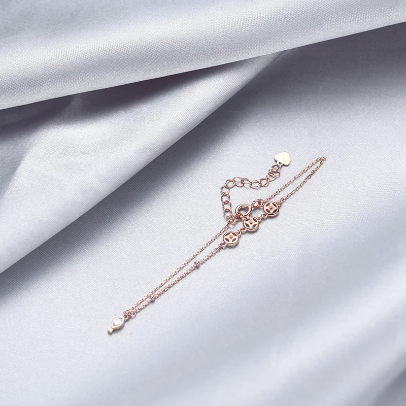 new style simple wedding party boudoir 925 sterling silver fish pendant treasure zircon inlaid rose gold bracelet