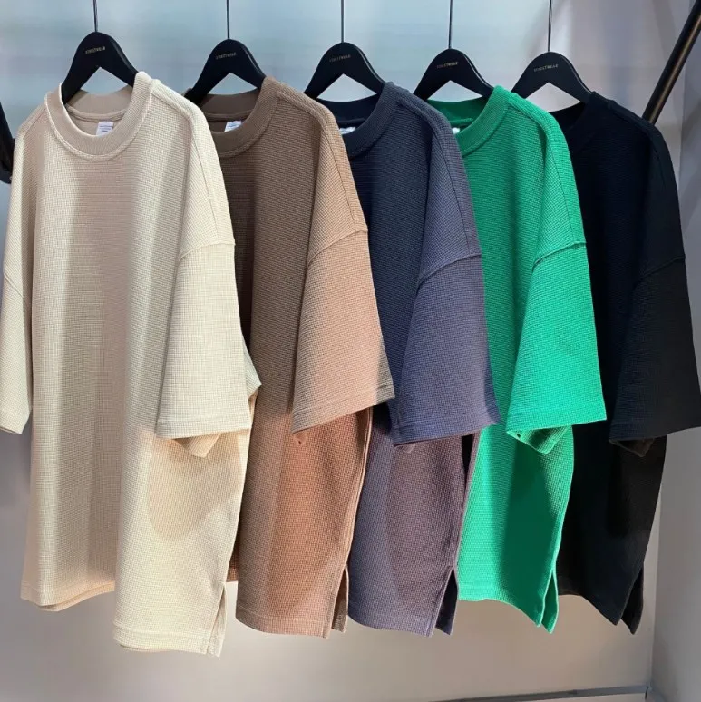 good price of good quality waffle t shirt men oversize waffle t shirt heavy weight cotton waffle t shirt