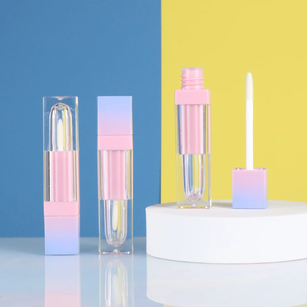 Cheapest Big Black Square Lipstick Tube With Brush Aluminium Plastic Cosmetic 10ml Empty Lip Gloss Tube with Brush Applicator