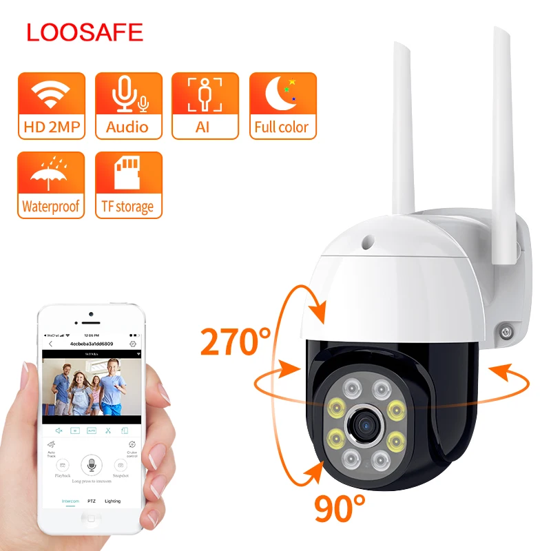  IP-камера LOOSAFE с Wi-Fi и функцией ночного видения для наружной двери беспроводная сетевая система видеонаблюдения Ptz 1080P