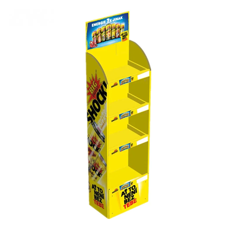 Custom Print Promotional Cardboard Display Stand POP Floor Standing Paper Shelf Display Rack for Energy Drinks
