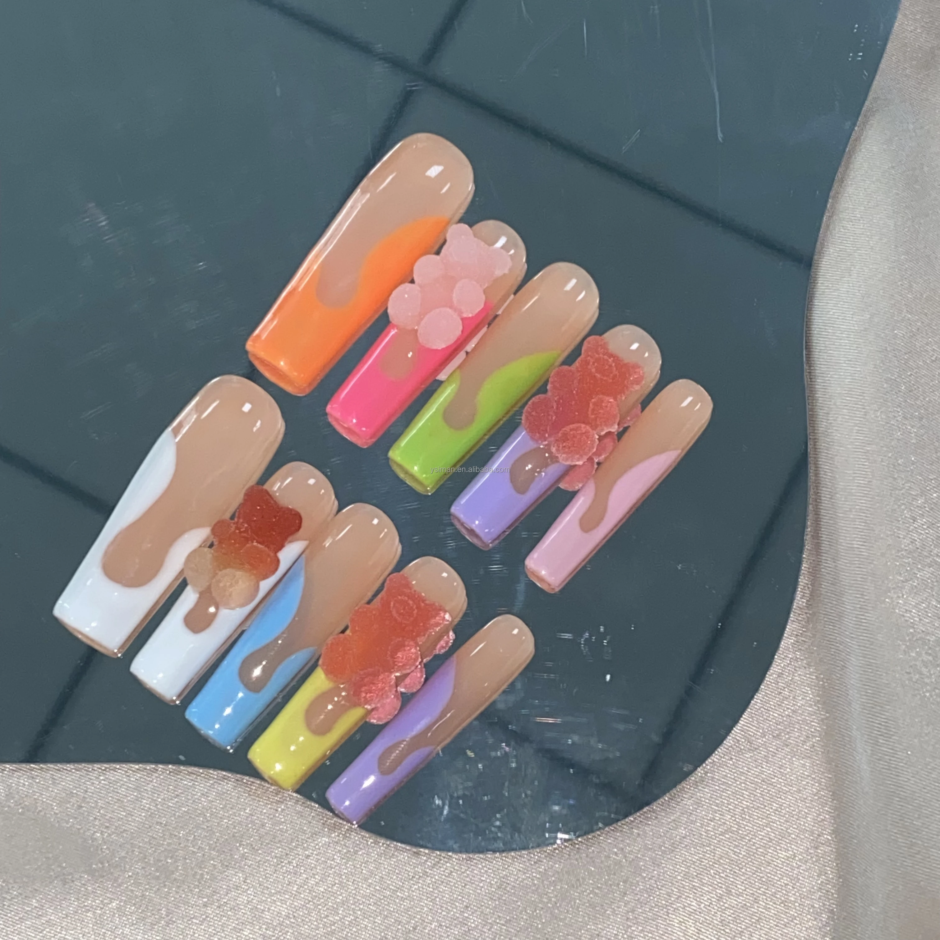 Matte Artificial Fingernails The Latest  Press On Nails Manicure False Nails with glue stickers For Girl