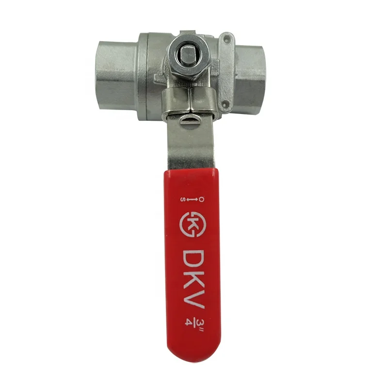 DKV Stainless Steel 304 2pc Ball Valve Threaded PN63 2pc Stainless Steel 304 Two Piece Full Bore BSP NPT Ball Valve with Lock