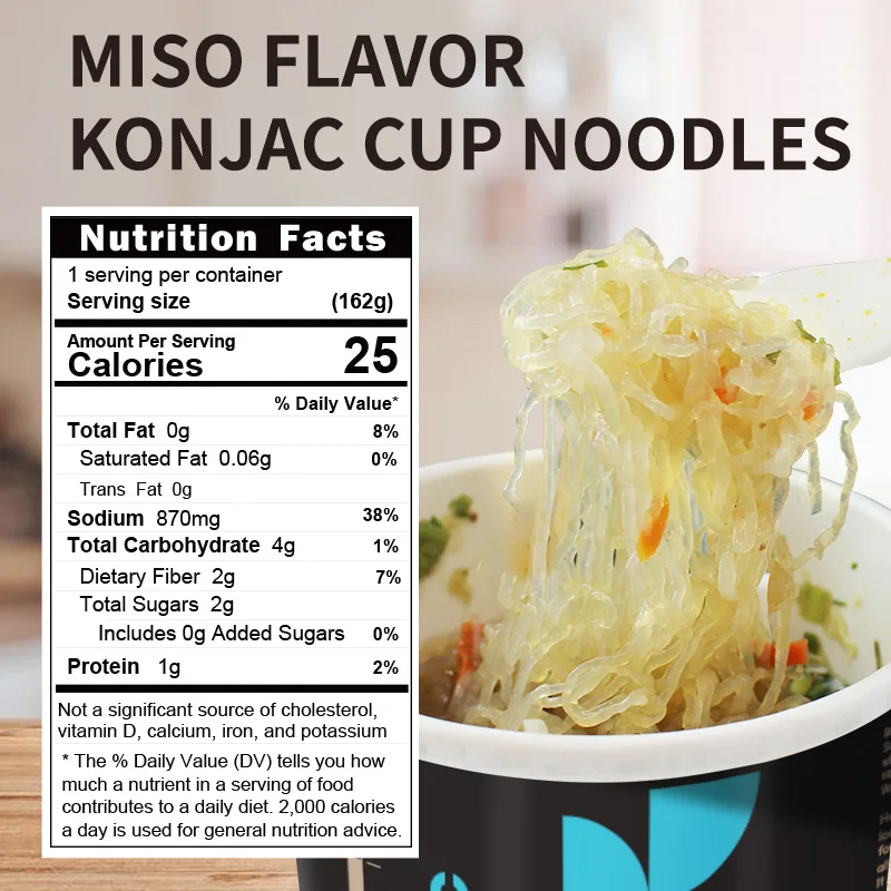 Miso Flavor Noodle Japanese Cuisine Savory Umami Shirataki Noodle Ready To Eat Instant Konjac Cup Noodles