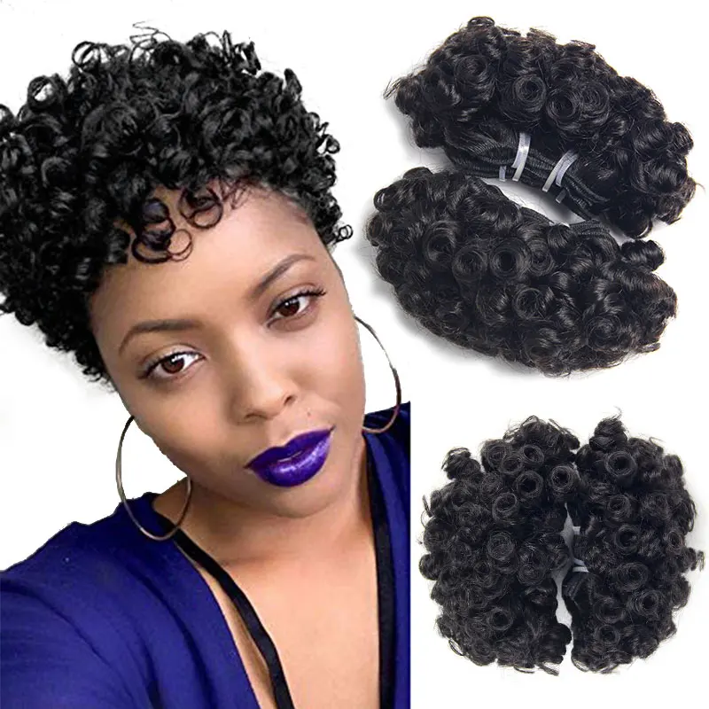 
Wholesale 100% virgin Brazilian hair, Natural color virgin Brazilian fumi hair bundle, 105g/set 6inch 3pcs human hair extension 