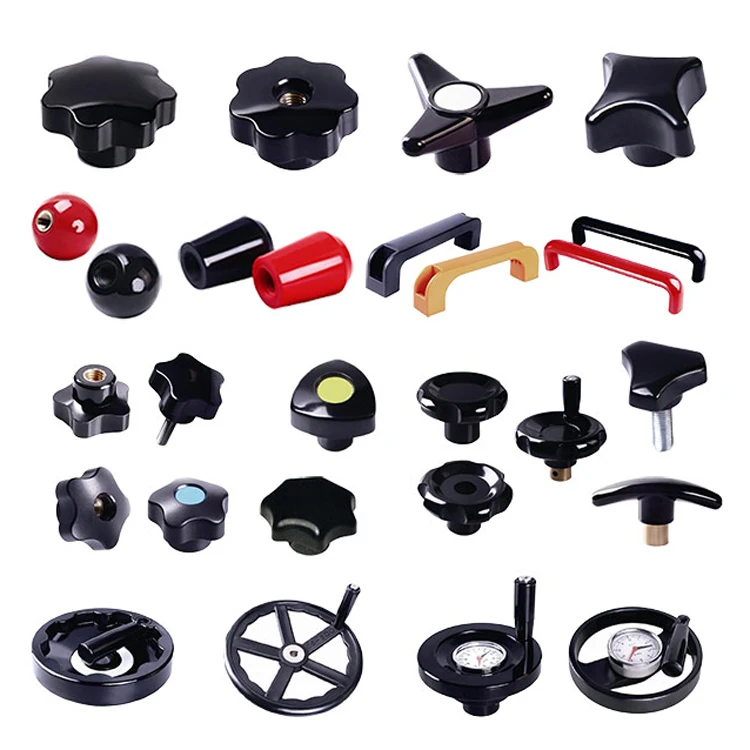 M4 M5 M6 M8 M10 Black Plastic Five Star Head Knob Stainless Steel Mat Plum Bakelite Hand Screw Knob Clamping