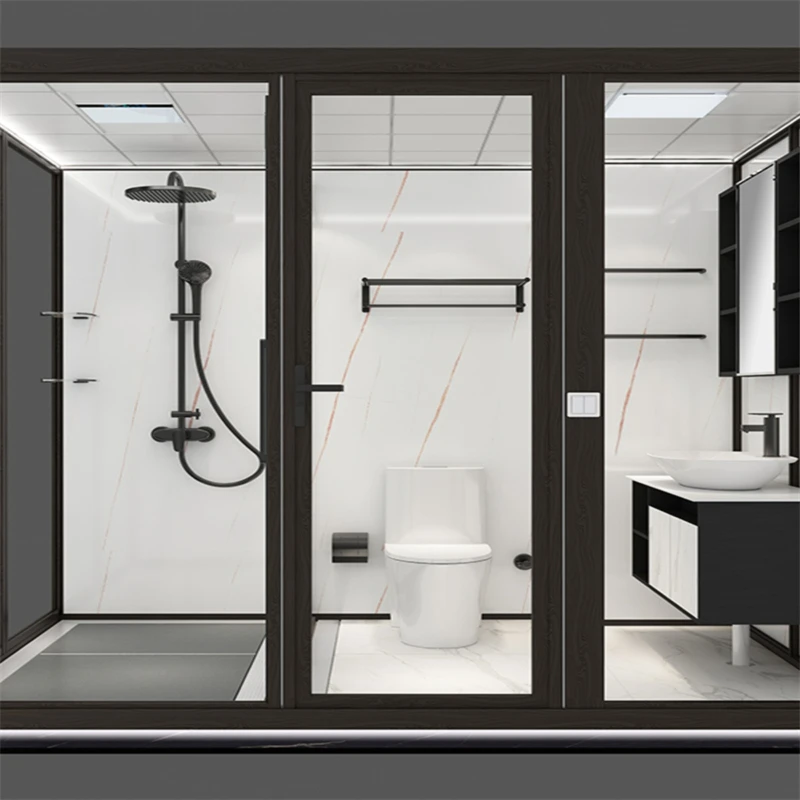 Modern Industrial Japanese Design Modular Bathroom Pod Sliding Style Acrylic Tray Shower Cabin with Aluminium Frame