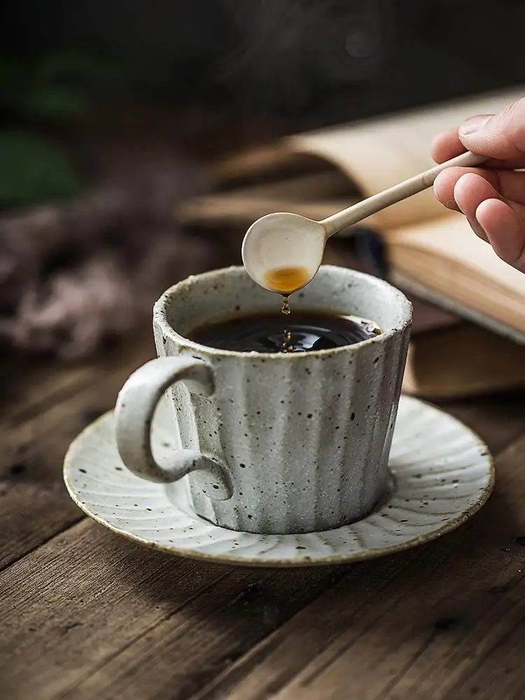 
Japanese-style retro stoneware ceramic coffee set set household personalized cappuccino coffee cup 6-piece set customization 