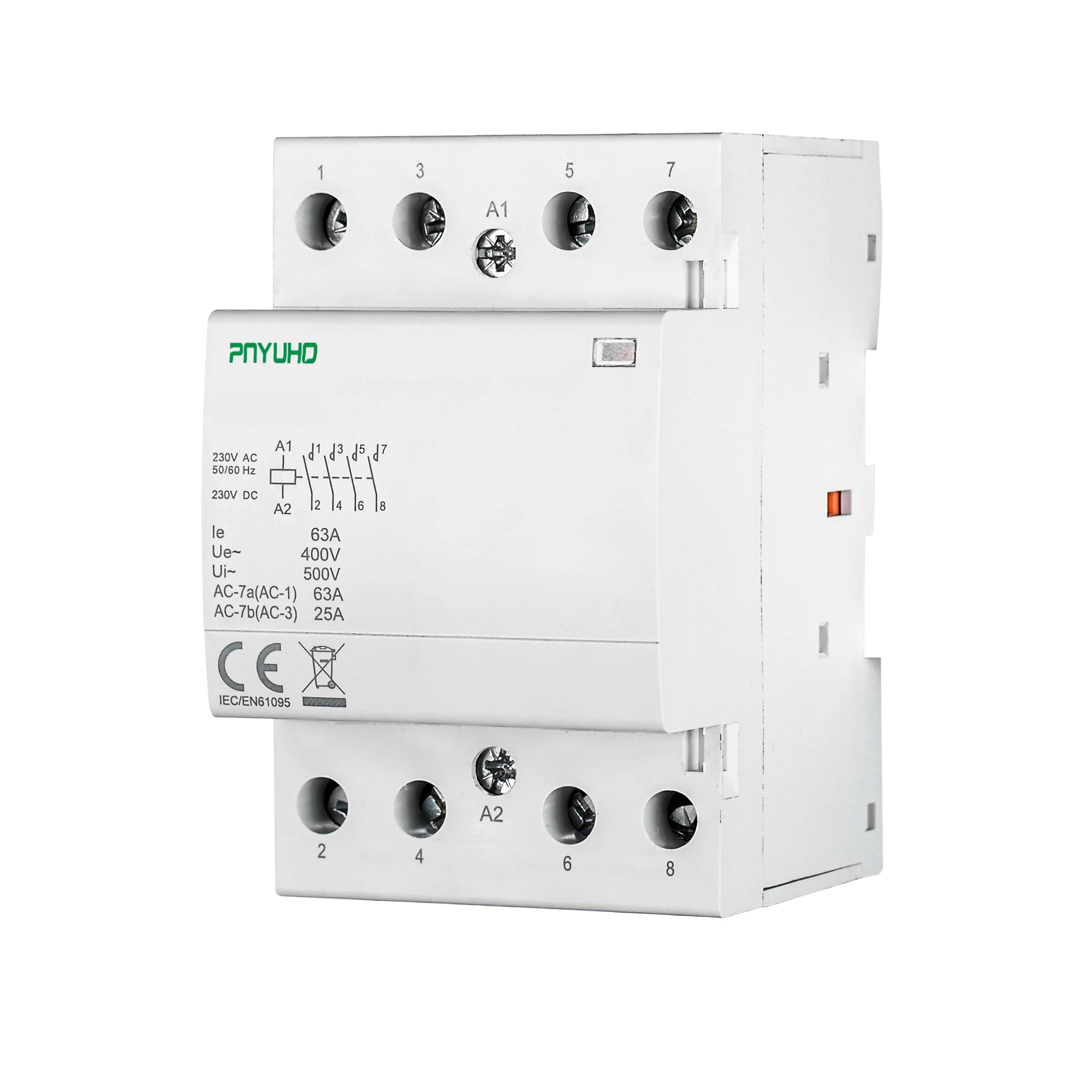 Супер бесшумный 4P 24V/110V/230V Высокое качество DIN рейка AC контактор с автоматическим управлением модульный 40A 63A