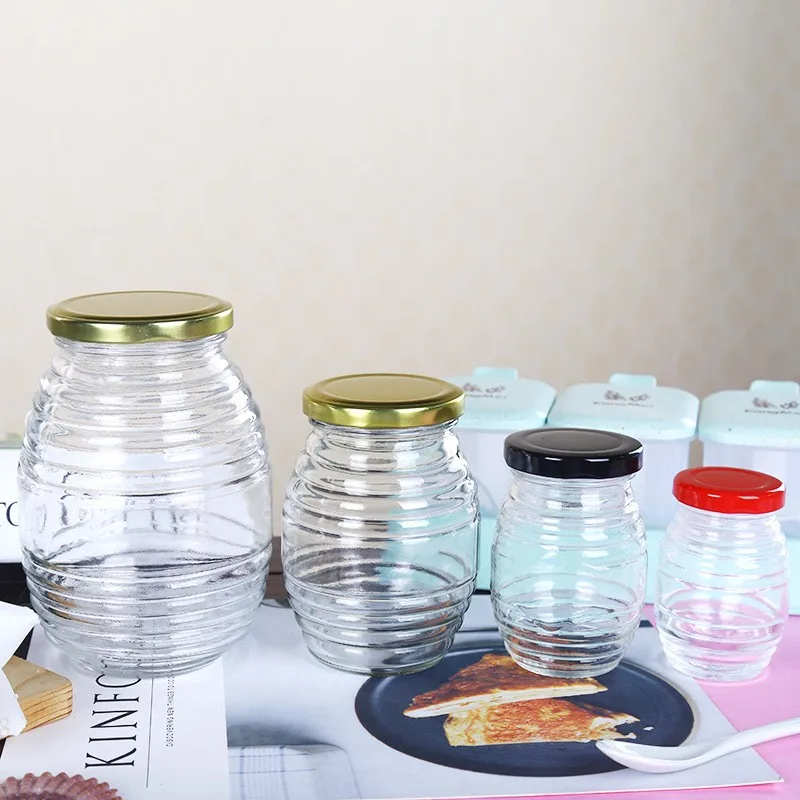 Factory Produced 250ml Empty Clear Food Storage Tank Glass Honey Jam Jar with Metal Cap