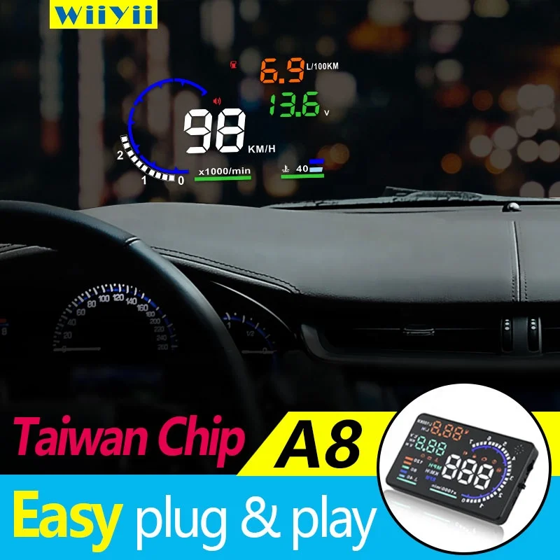 
Hot Selling Digital RPM Meter Display Over Speed Alarm OBD II device LED Headsup Display Car HUD OBD2 