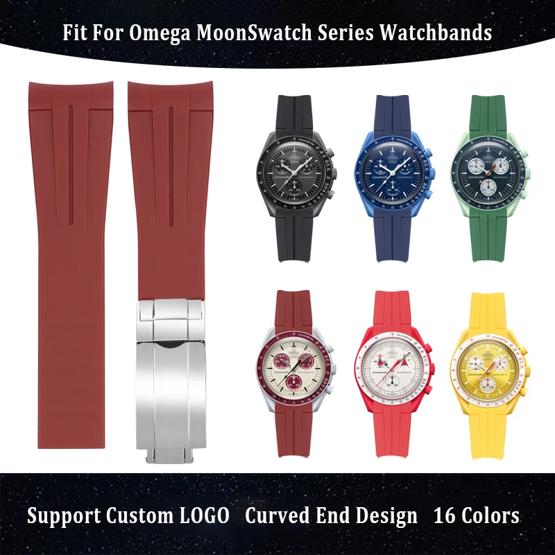 Хит продаж роскошный ремешок для часов 20 мм изогнутый конец Omega X Swatch MoonSwatch силиконовый резиновый