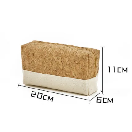 Manufacturer Oem Eco Friendly Cork Cosmetic Bag Cotton Canvas Makeup Pouch Bag Custom Promotional Gift Cork Zipper Bag