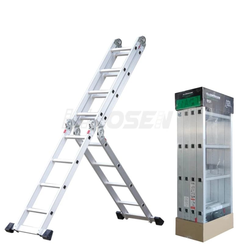 Double side extendable aluminium compact folding ladder safety household for kitchen