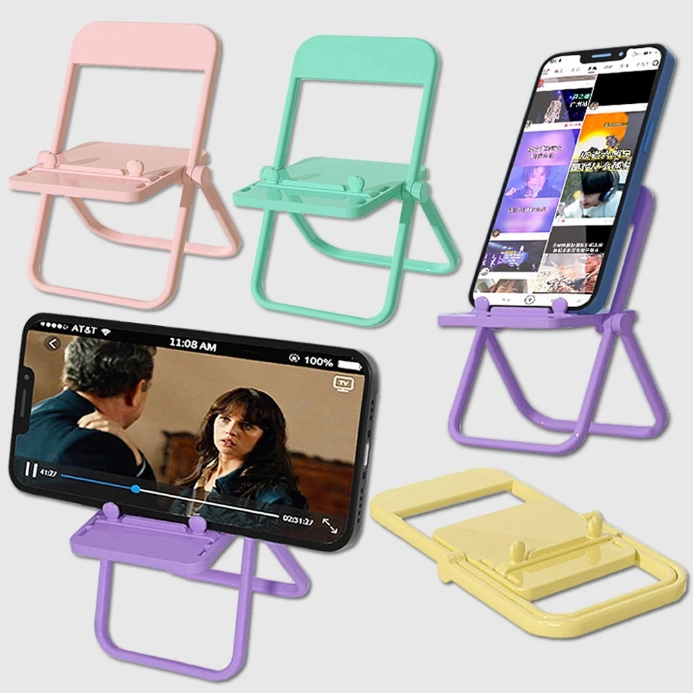 Foldable color chair phone holder for iPhone 7 8 X XS 11 12 13 14 pro max for samsung for huawei android, mini toy display stand