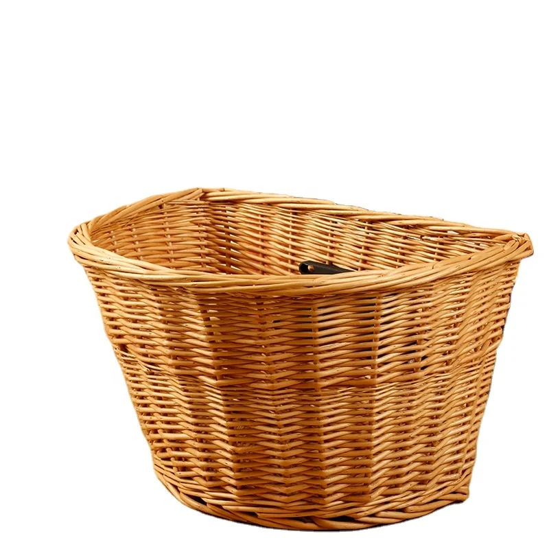 Wholesale large bicycle basket removeable bicycle basket front bike handlebars wicker basket for bicycle