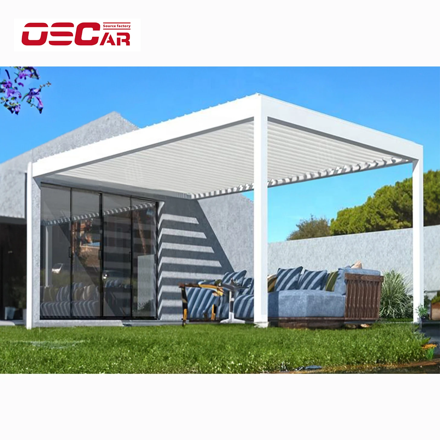Outdoor Pergola More Oscaracso Customized Adjustable Louvered Roof Waterproof Pavilion