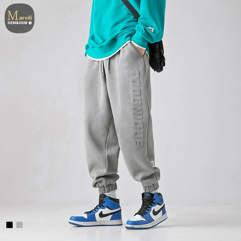 Модные спортивные 3D тисненые мужские спортивные штаны с высокой талией, спортивные штаны для бега, большие размеры, спортивные штаны с тиснением