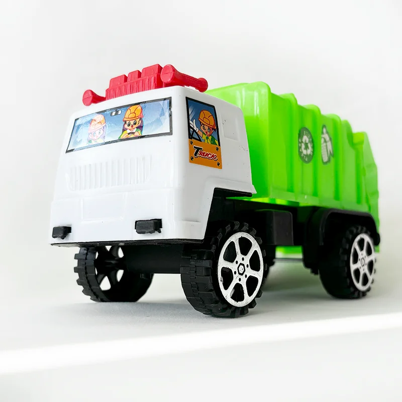 Mini Green Garbage Truck Sliding Toy Promotional Items Toy Engineering Sanitation Construction Vehicles Friction Toy  For Kids