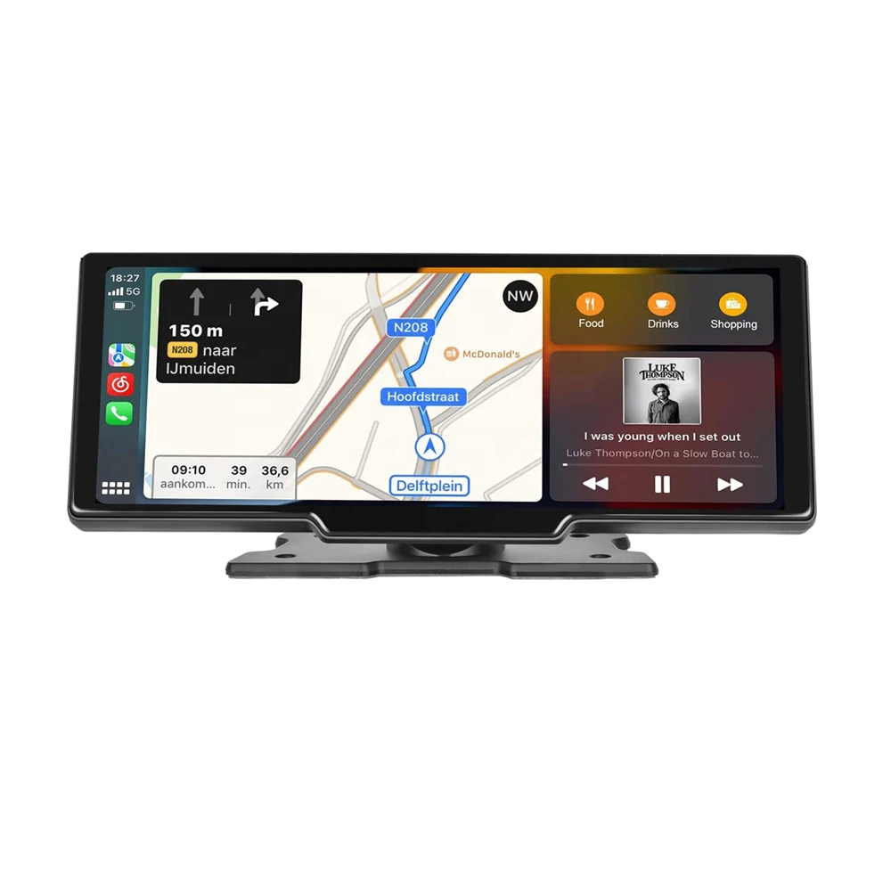 9.3' Large Screen Portable Wireless Carplay Android Auto Car Radio Stereo Car Monitor Dash Cam DVR BT GPS + 64G Card