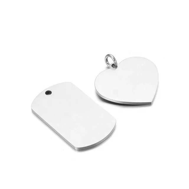 Yiwu Aceon Stainless steel Popular Solid Rectangle Heart Blank Stamping Metal Key Chain Necklace Making Glossy Person Dog Tag