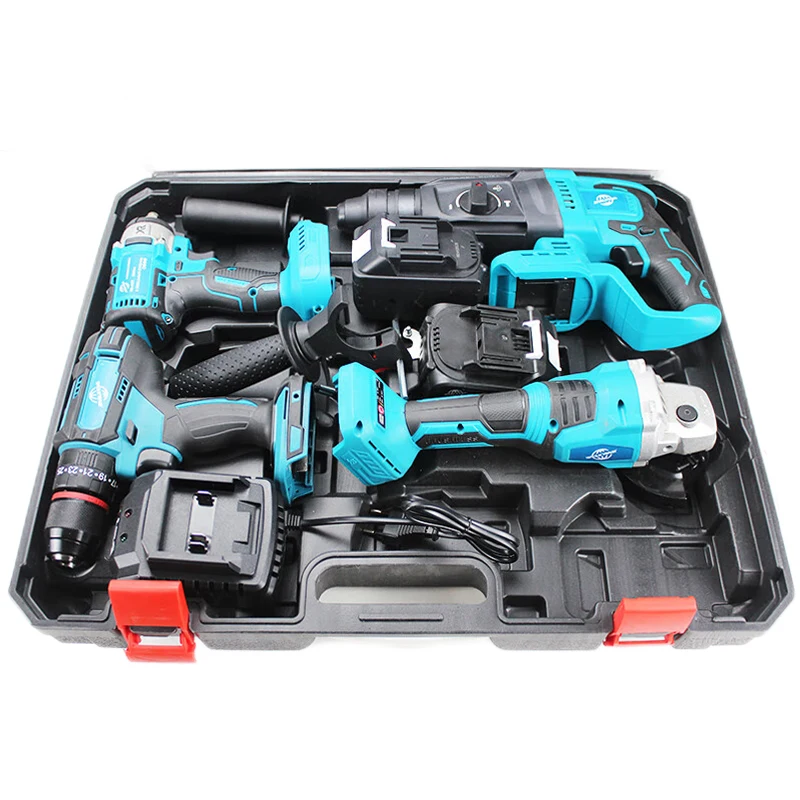 New Arrival Cordless 4 Multi-function Power Tools Combination Kit Lithium Battery Powered Electric Tools Set