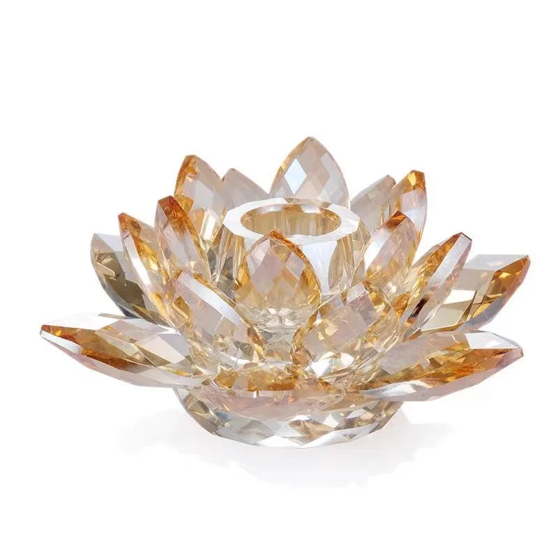 votive lotus flower tea tree light cheap crystal candle holder for party table on sale factory direct sale