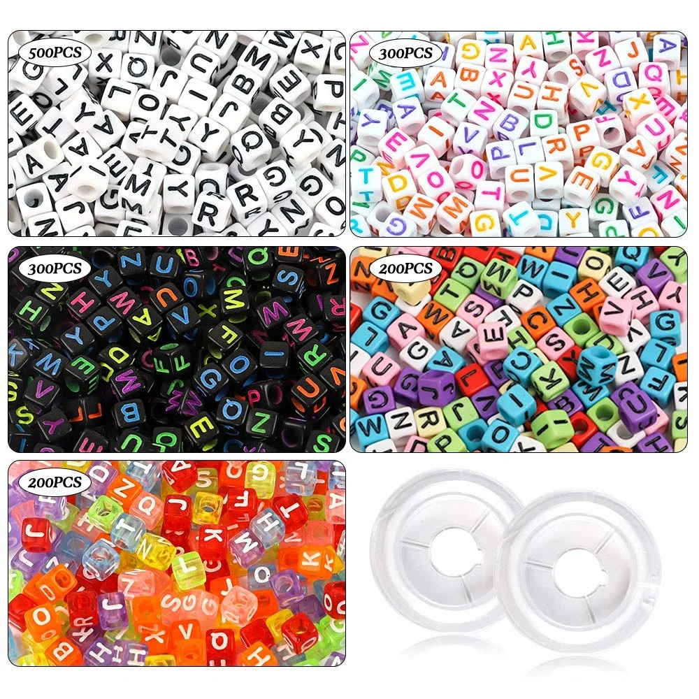 Круглые бусины с буквами, акриловые бусины с цифрами алфавита, эластичная Хрустальная нить, шнур для изготовления ювелирных изделий «сделай сам», ожерелье, браслет