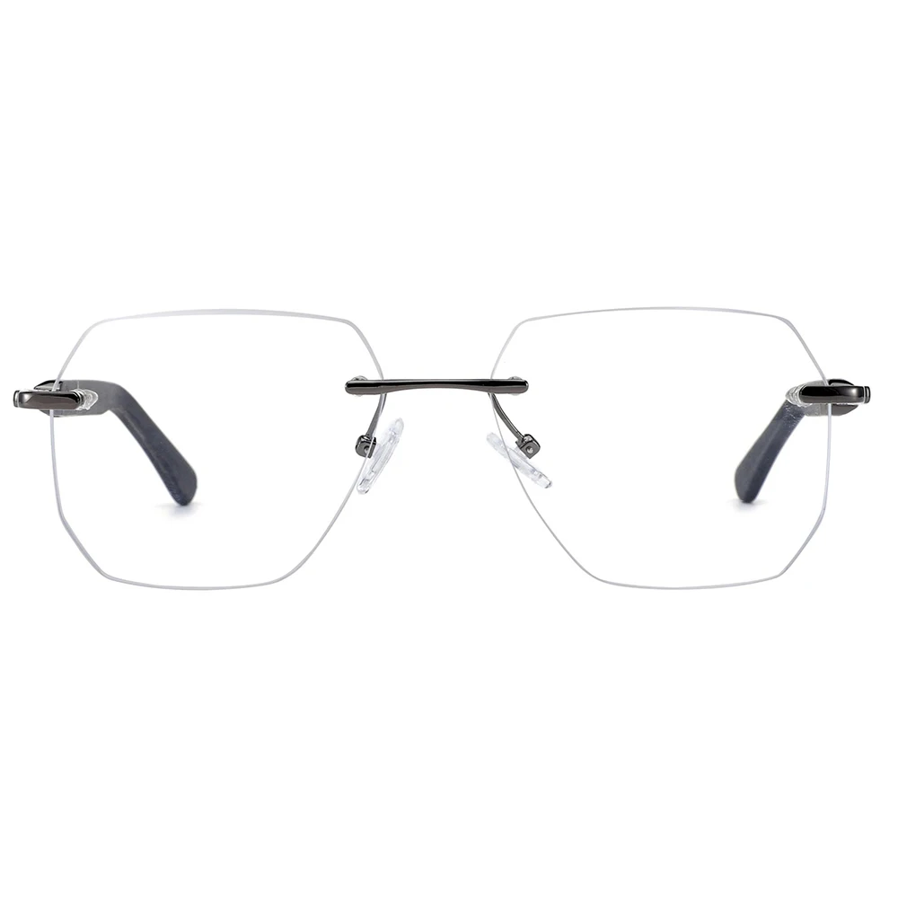 Hot sale factory one piece ready stock men rimless glasses frames