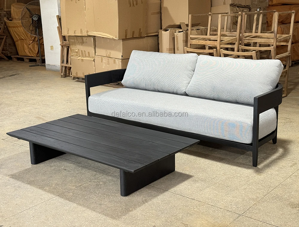 Defaico 2024 Modern Premium Teak Lounge Chair Luxury Balmain Teak Outdoor Furniture Set for Patio