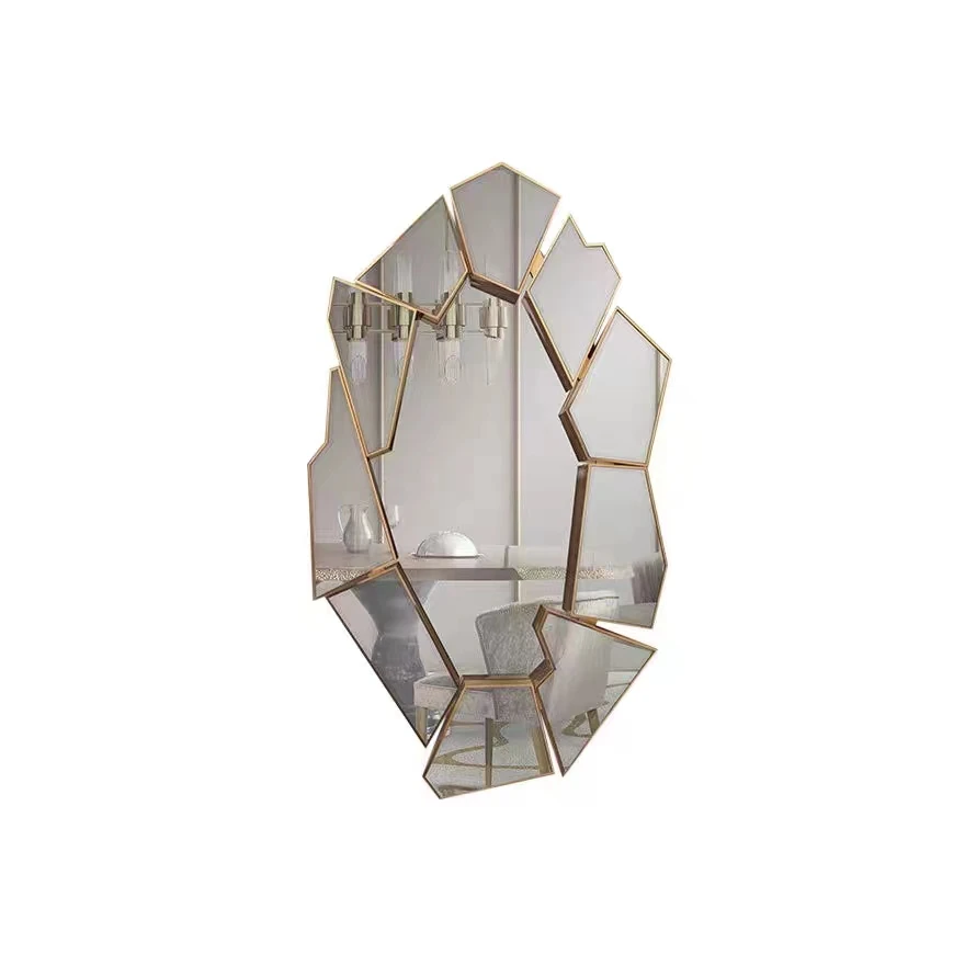 68.5X120X9cm Modern Gold Ornate Design Mirror Plated Mirror Color Stainless Steel Framed Fashion Wall Decor 3d Mirrors