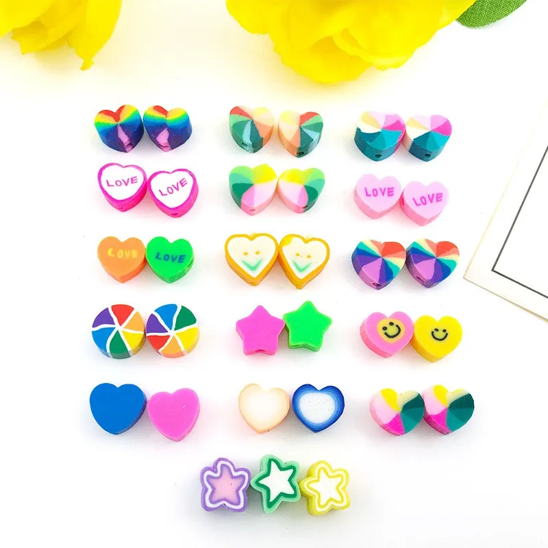 100pcs/bag Pink Clay Beads Lovely Fruit Animal Pattern Polymer Clay Spacer Beads For Jewelry Making Diy Jewelry Accessories