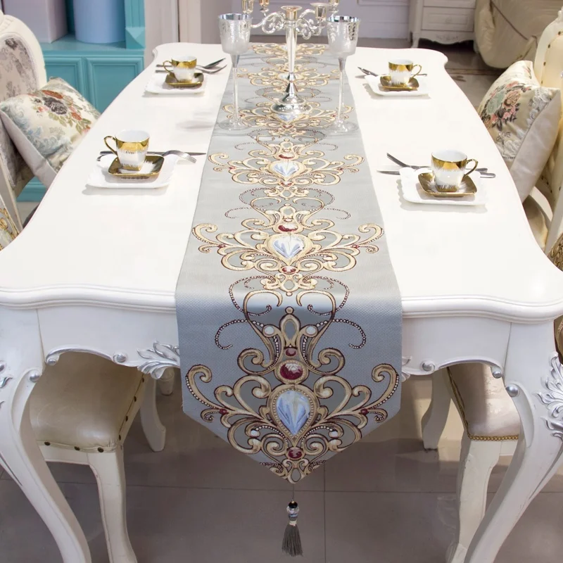 Роскошная высокоточная скатерть из полиэстера с рисунком из жаккарда и бриллиантов для украшения дома, отеля, банкета