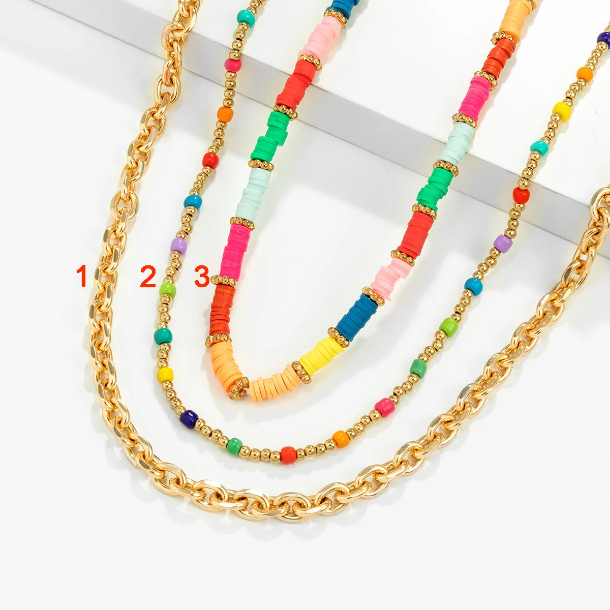Personality Joker Multilayer Jewelry Suit Polymer Clay Bohemians Colorful Necklace