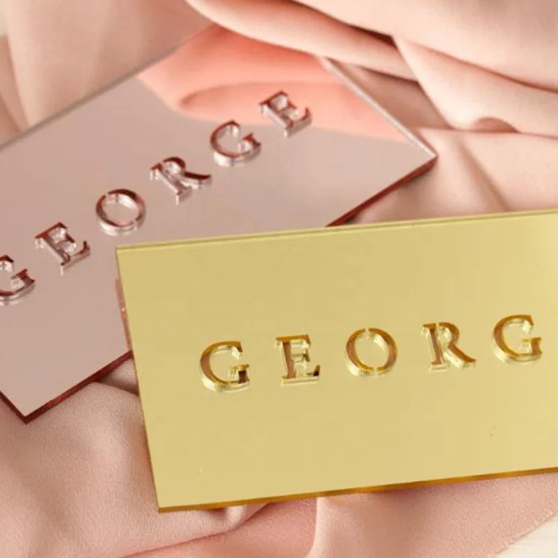 Modern Wedding Mirror Acrylic Place Cards Laser Cut Names Escort Cards Name Cards