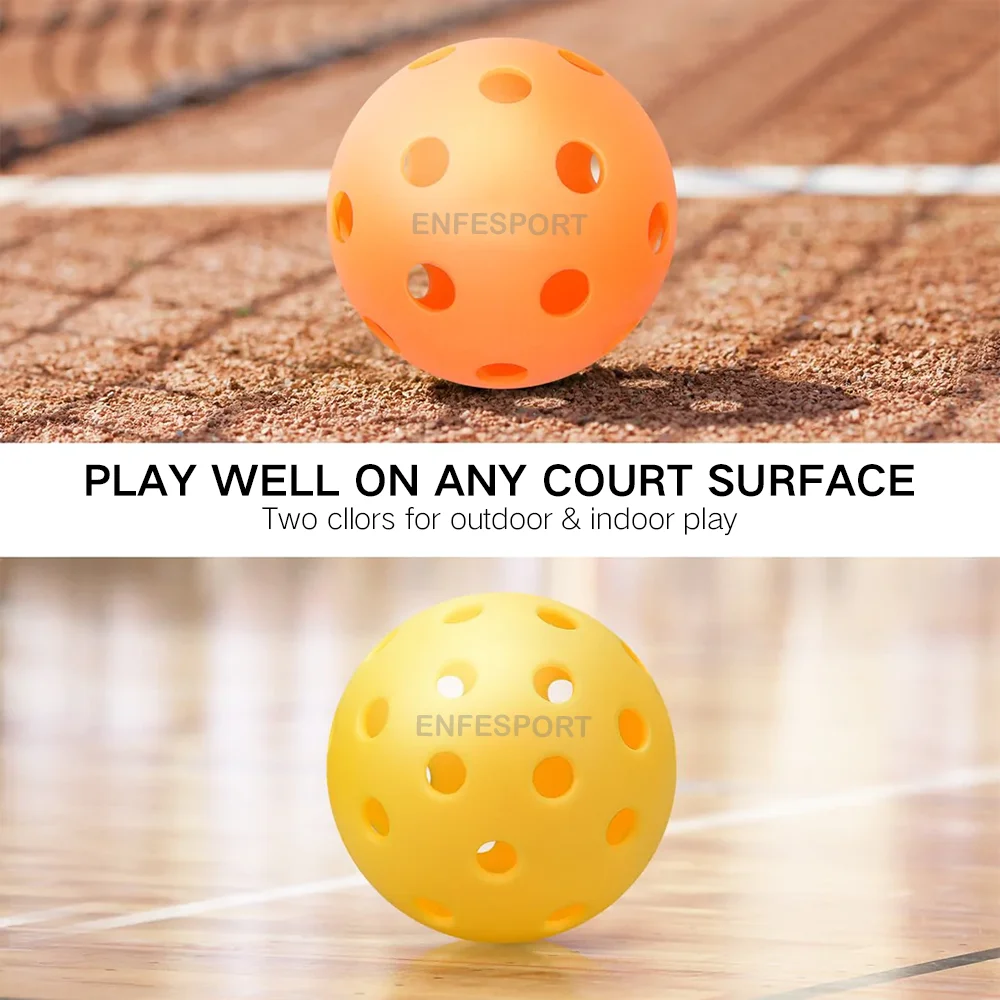 Enfesport custom color 74mm pickle ball toy training indoor outdoor 26/40 holes plastic pickleball ball